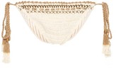Thumbnail for your product : She Made Me Mihira Embellished Side-tie Crochet Bikini Briefs - Cream Multi