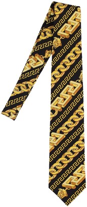 Versace Chain Print Silk Tie