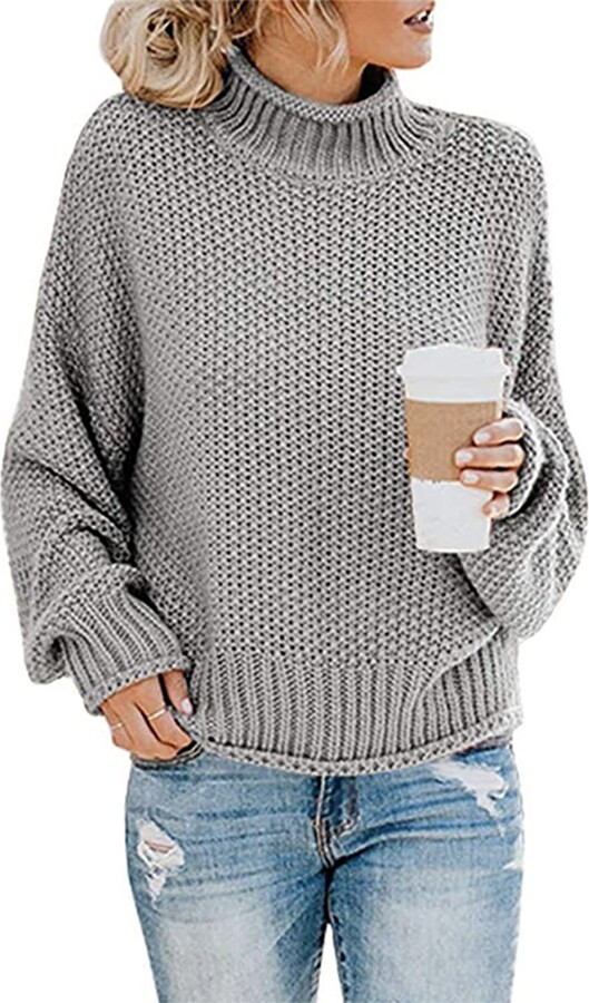 KAREN MILLEN Turtleneck Sweater light grey flecked casual look Fashion Sweaters Turtleneck Sweaters 