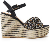 Thumbnail for your product : Castaner Cotton And Linen-blend Leopard-jacquard And Canvas Wedge Espadrille Sandals