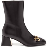 Thumbnail for your product : Gucci Horsebit-chain Leather Ankle Boots - Black