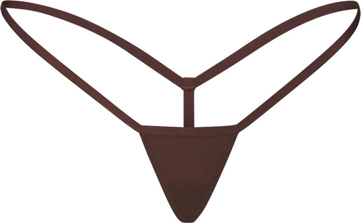 SKIMS Cotton Collection ribbed cotton-blend jersey thong - Bone