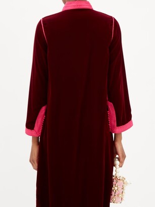 MUZUNGU SISTERS Alia Woven-trim Velvet Tunic Dress - Dark Red