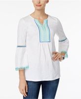Thumbnail for your product : Charter Club Embroidered Bell-Sleeve Tunic, Created for Macy's