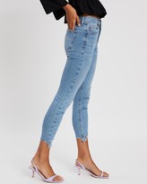Thumbnail for your product : Topshop Women's Blue Crop - Jagged Hem Jamie Skinny Jeans - Size W30/L34 at The Iconic