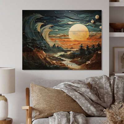 Earth Jupiters Jewel The Galaxy I On Wood Print