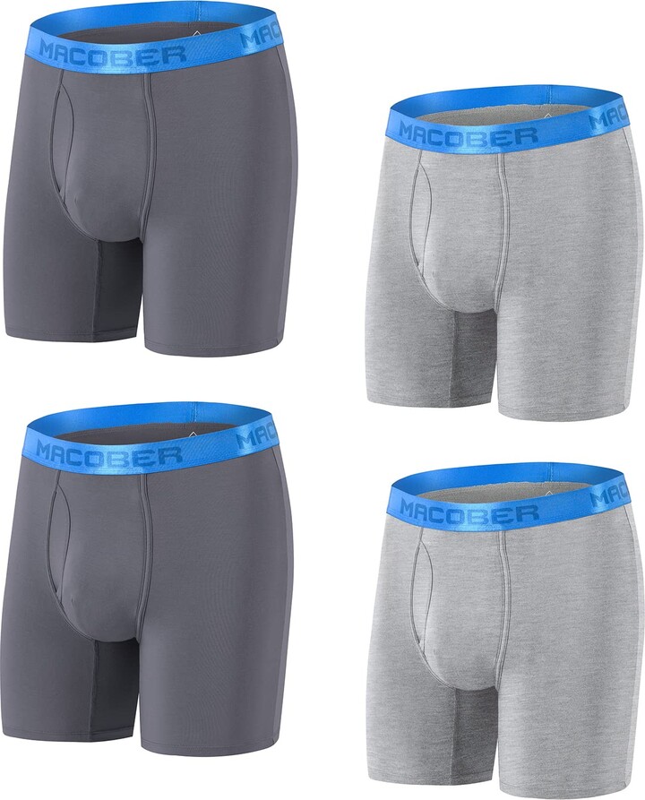 BIATWOWR Horizontal Fly 4 Pack Underwear Trunks Men's Boxer Shorts Boxers Briefs Anti Chafing