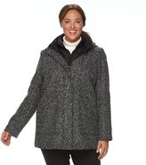 Thumbnail for your product : Croft & Barrow Plus Size ̈ Hooded Wool-Blend Double-Zip Jacket