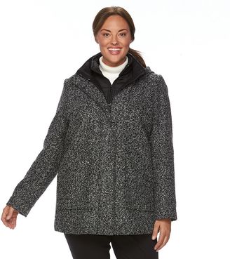 Croft & Barrow Plus Size ̈ Hooded Wool-Blend Double-Zip Jacket