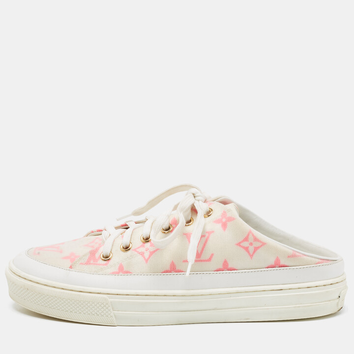 Louis Vuitton Women's White Leather Sneakers With Monogram Print – Loop  Generation