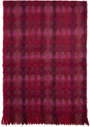 Comme des Garcons Red and Pink Mohair Check Scarf