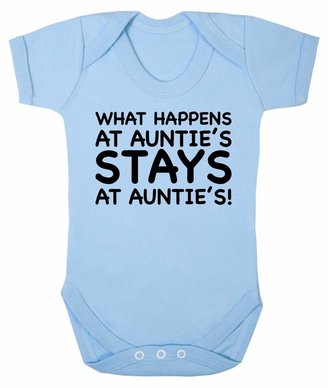 FLOSO Baby Girls/Boys What Happens At Aunties Stays At Aunties Short Sleeve Bodysuit (6-12 Months)