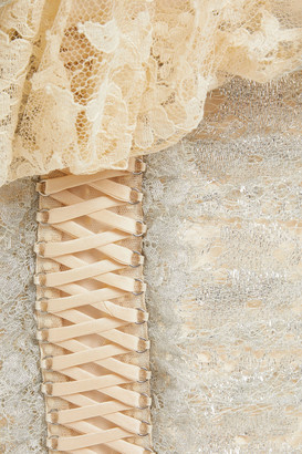 Zimmermann Swiss-dot Tulle-paneled Ruffled Metallic Cotton-blend Lace Mini Dress