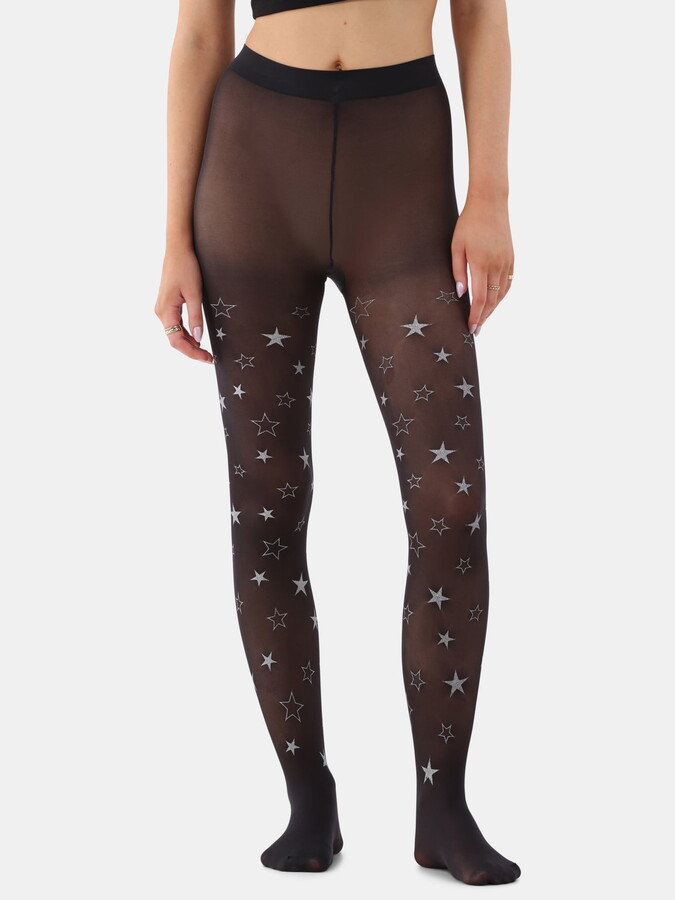 No Boundaries Star Pattern Sheer Tights for Women, Sizes S-3XL
