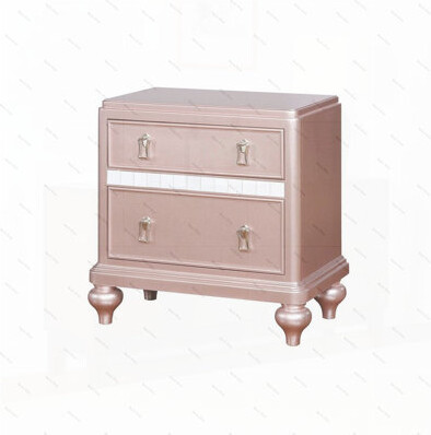 Red Barrel Studio 2 Drawers Wooden Nightstand with Mirror Trim Rose Gold