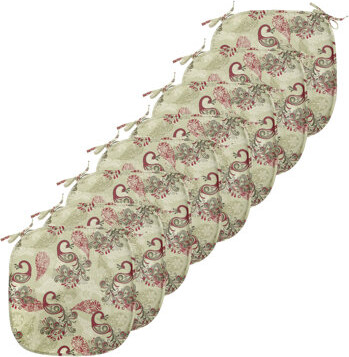 East Urban Home Winter Peacocks Snowflakes Floral Paisley Ornate Indoor/Outdoor Seat Cushion