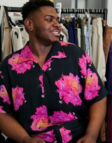 Thumbnail for your product : ASOS DESIGN Plus relaxed zip through floral shirt