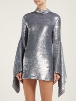 Thumbnail for your product : Ashish Gaia Drape-sleeve Sequinned Mini Dress - Silver