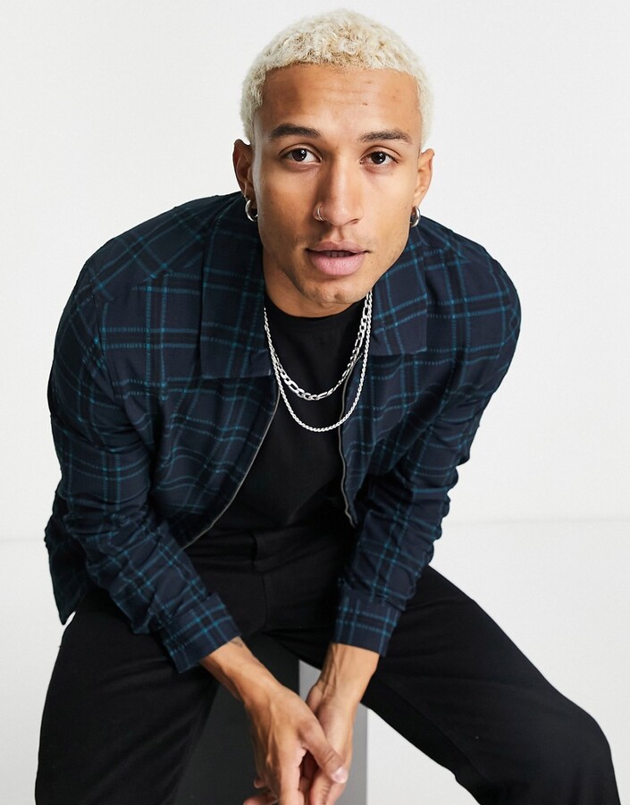 mens checked harrington jacket