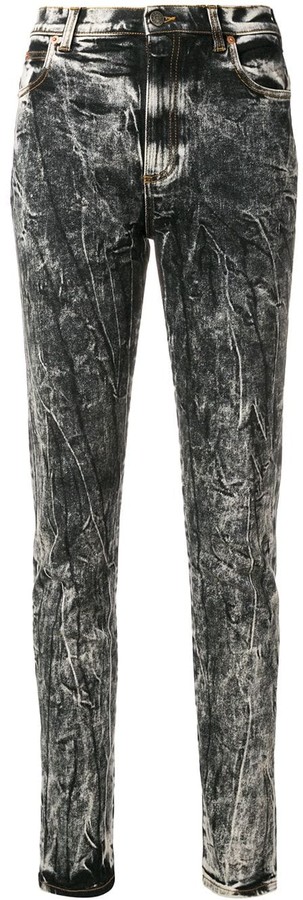 black and white acid wash jeans