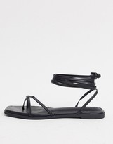 Thumbnail for your product : Raid Wide Fit Martha strappy ankle tie sandals in black