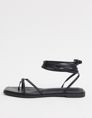 Raid Wide Fit Martha strappy ankle tie sandals in black