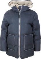 Long Down Jacket In Soft Wool Padded 