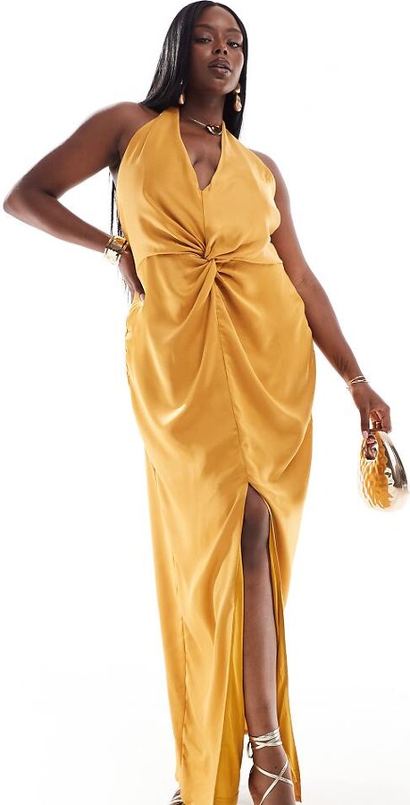 Satin Tfnc Taupe Bridesmaid Asos Design Tfnc Maxi Bridesmaid Dress