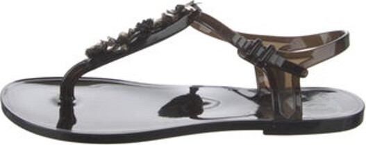 Chanel 2022 Interlocking CC Logo T-Strap Sandals - Black Sandals