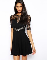 Thumbnail for your product : Elise Ryan Skater Dress With Lace Inserts