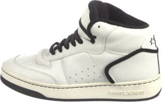 Saint Laurent Leather High Top Sneakers White Round-Toes Lace-Up Closure at Uppers Unfortunately due to restrictions this item may not be eligible for shipping in all areas.