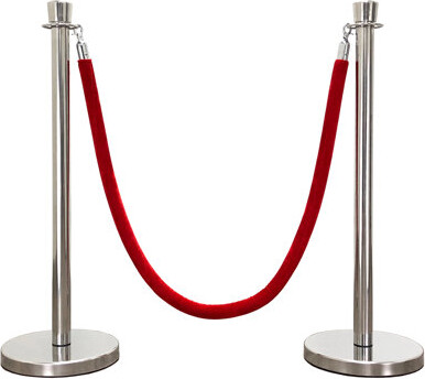 VIP Crowd Control Rope Stanchion (2 Mirror Taper Top/Flat Base + 6' Red ...