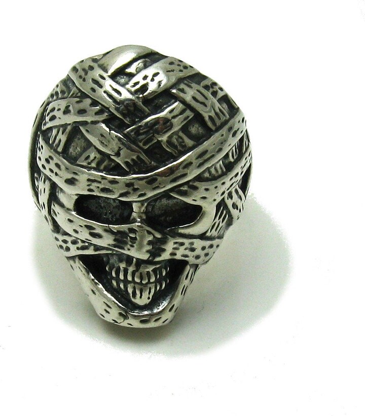 Etsy R001602 Sterling Silver Mummy Skull Ring Solid925