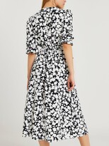 Thumbnail for your product : River Island Floral Frill Waist Midi Dress-Black