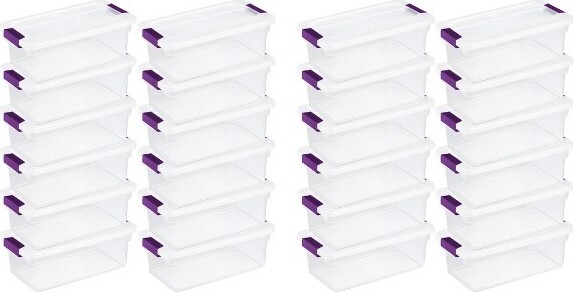 Sterilite 66 Qt ClearView Latch Storage Box Stackable Bin with Latching  Lid, Plastic Container to Organize Clothes in Closet, Clear Base, Lid,  24-Pack