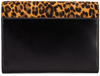 Saint Laurent Leopard Chain Wallet Bag in Manto Naturale & Black | FWRD