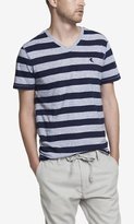 Thumbnail for your product : Express Heathered Stripe Small Lion V-Neck Tee