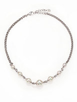 Thumbnail for your product : Majorica 8MM-12MM White Pearl & Sterling Silver Graduated Station Necklace