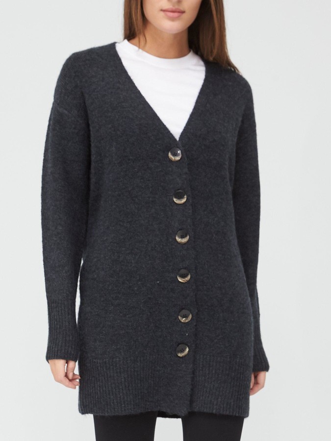 addie grey longline knit cardigan