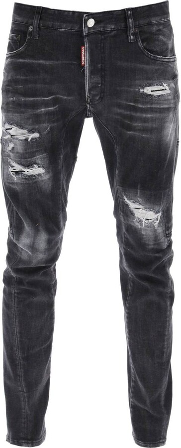 DSQUARED2 Black Ripped wash Tidy Biker jeans - ShopStyle