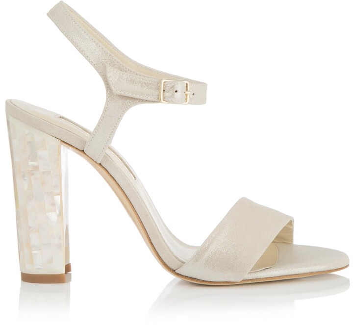 champagne color block heels