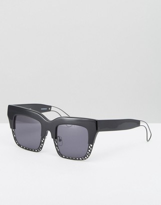 House of Holland Half Arsed Sqaure Sunglasses With Caged Half Frame