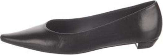 The Row Leather Ballet Flats Black Semi-Pointed Toes Designer