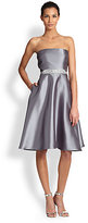 Thumbnail for your product : Badgley Mischka Strapless A-line Beaded-Waist Dress