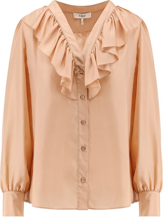 Chloé V-Neck Ruffled Blouse