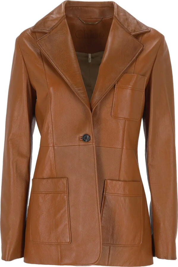 Chloé Patch-Pocket Leather Jacket