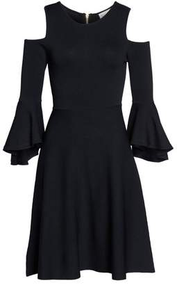 Eliza J Cold Shoulder Fit & Flare Dress