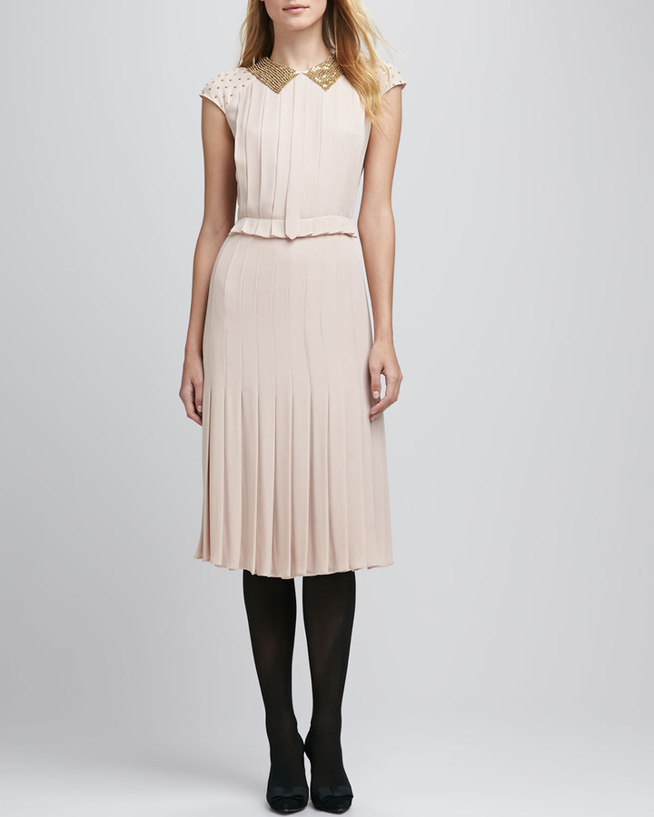 Tory Burch Liv Pleated Silk Dress ShopStyle