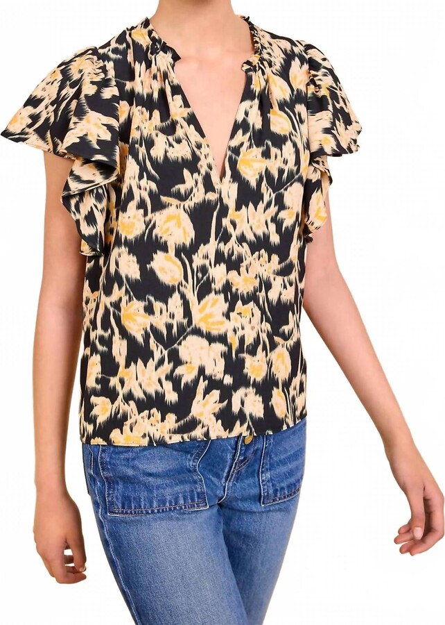 Ulla Johnson Lilo Flutter Sleeve Blouse In Tourmaline