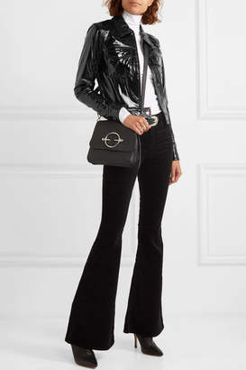 L'Agence Lex Cropped Textured Patent-leather Jacket - Black